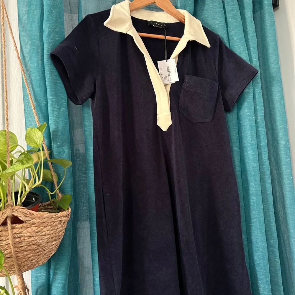 Hatch Navy and Cream Midi Dress - Picture 2 of 3